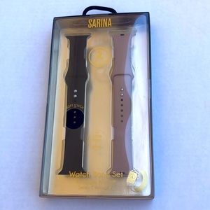 Sarina 2 soft touch black and tan brown watch band set